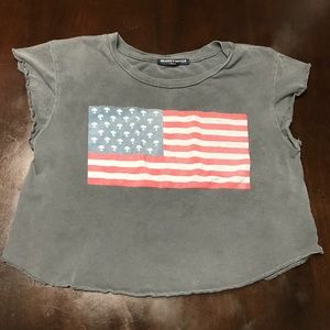 Brandy Melville Alien American Flag Crop Top